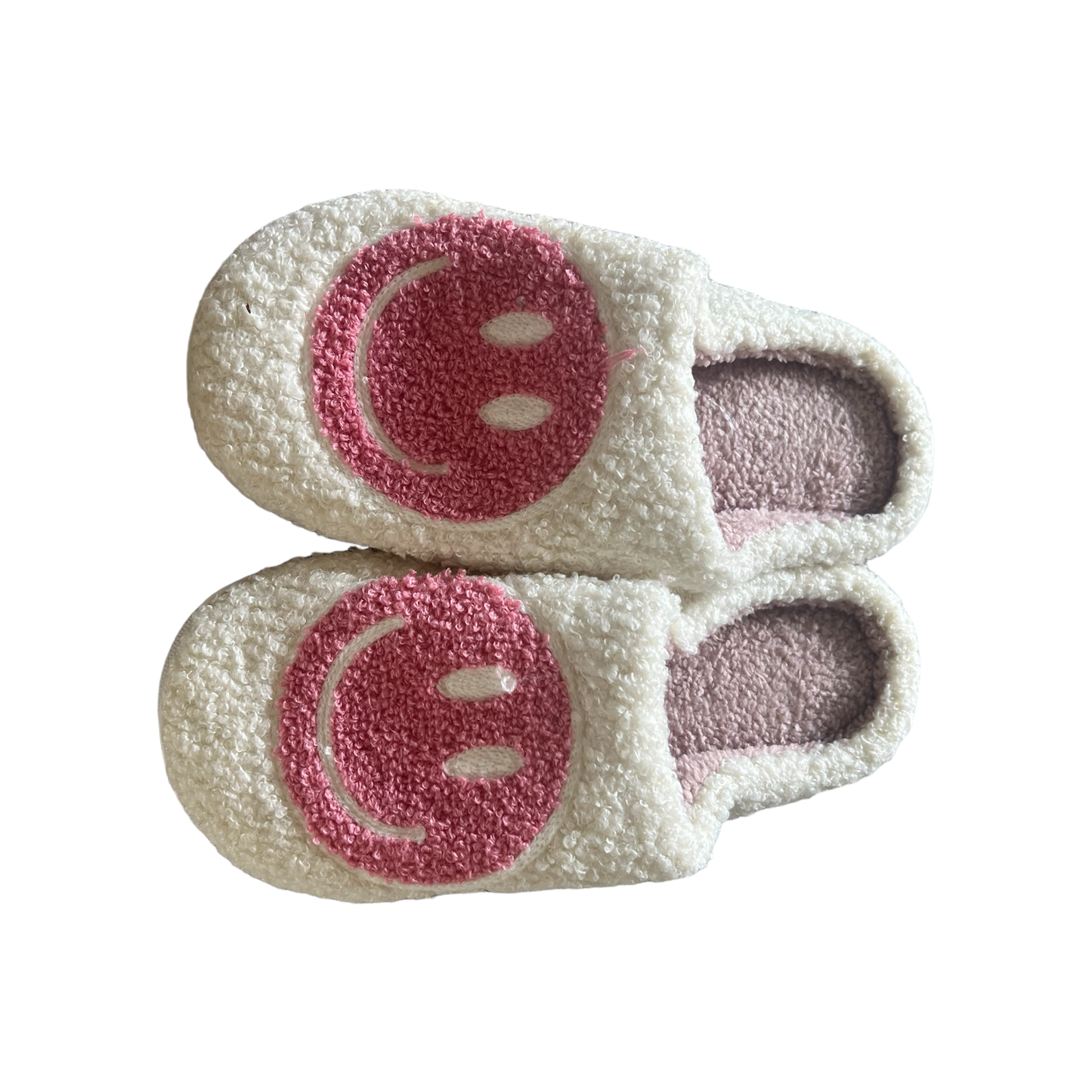 White & Pink Smiley Slippers