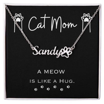 Cat Paw Print Name Necklace