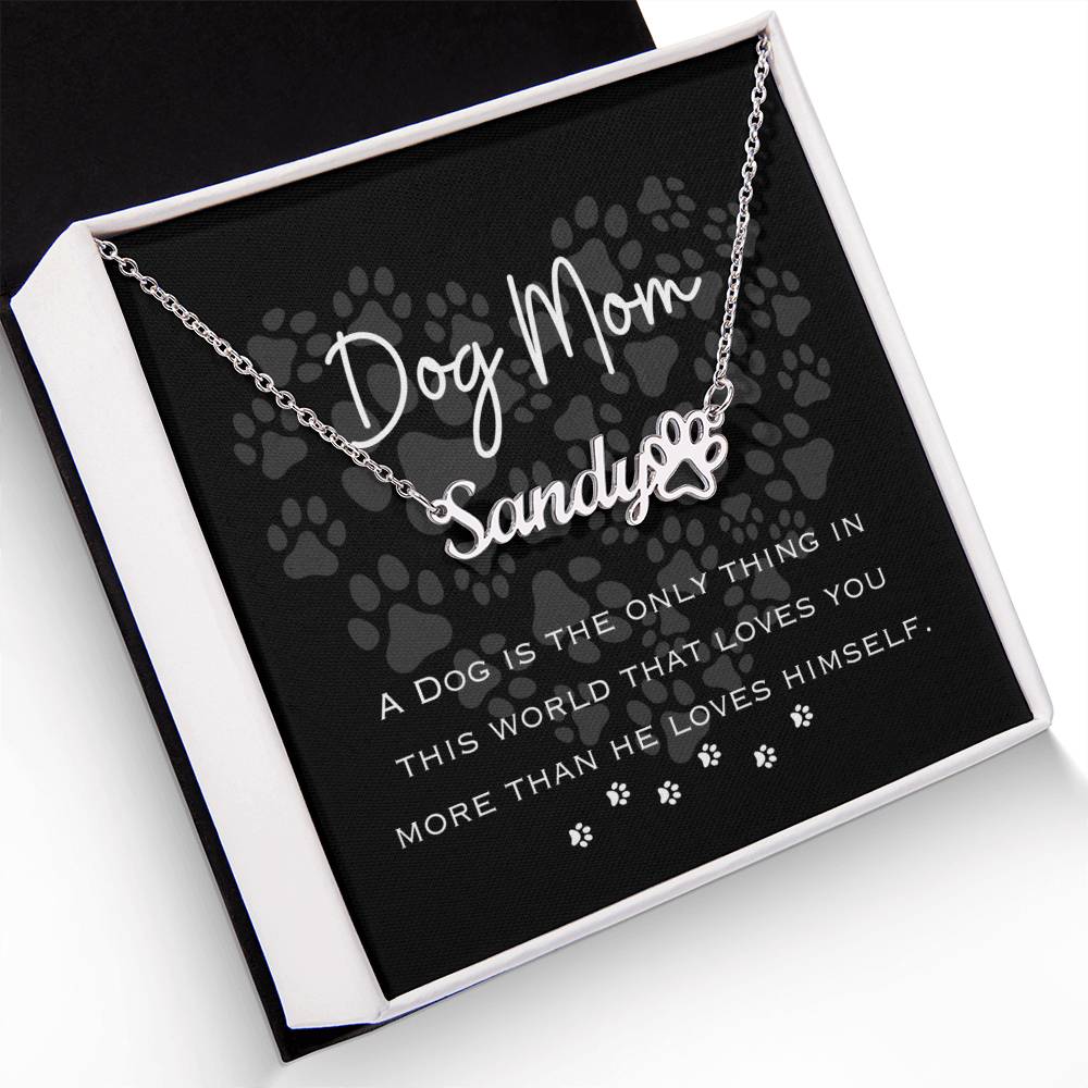 Dog Paw Print Name Necklace