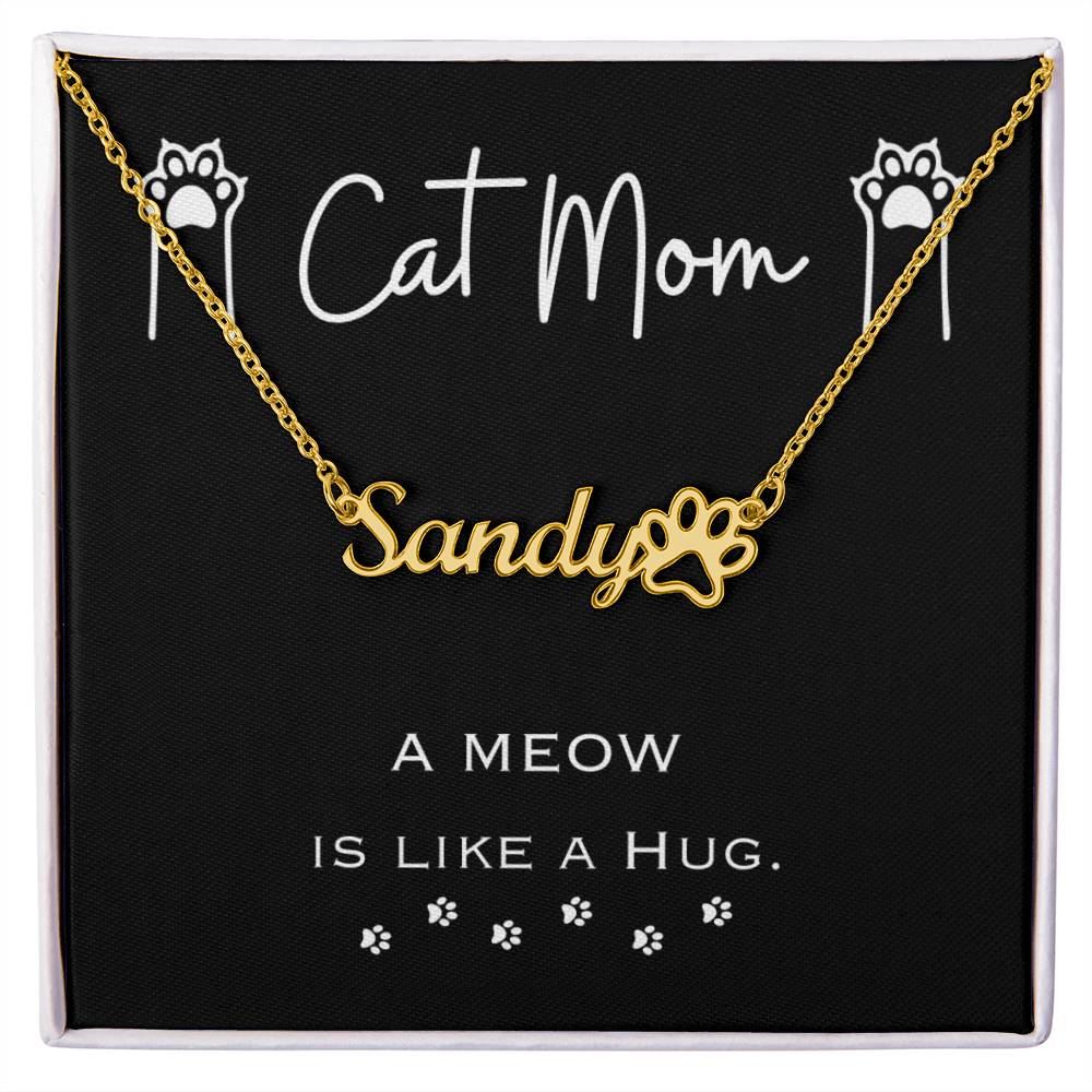 Cat Paw Print Name Necklace